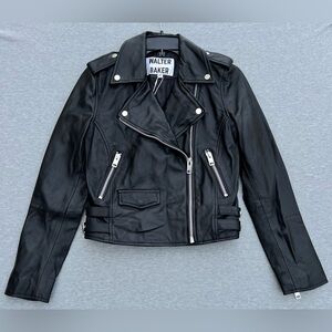 Walter Baker Liz Women's Lamb Leather Crop Biker Moto Jacket Black Size XS NWT